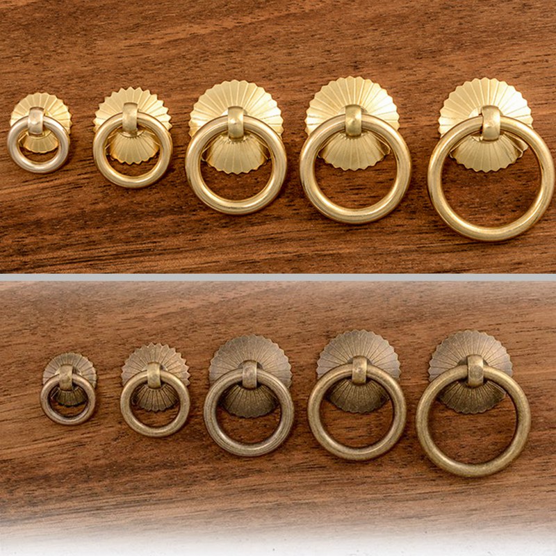 Furniture Hardware Design - Vintage Brass Cabinet Ring Knobs Pulls